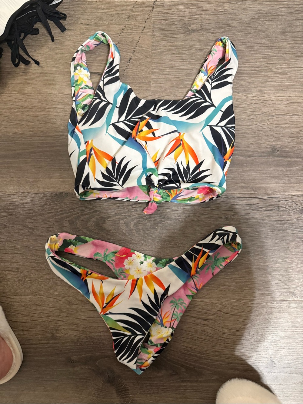 Moana Bikini Tie-Front Bikini Set - Multicolor REVERSIBLE